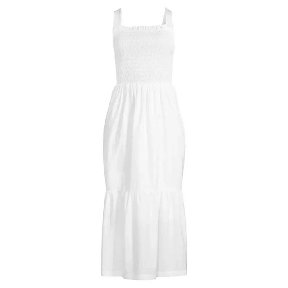 TROVATA Birds of Paradis Dolores Cotton Midi Dress Classic White Size Medium - Picture 3 of 11